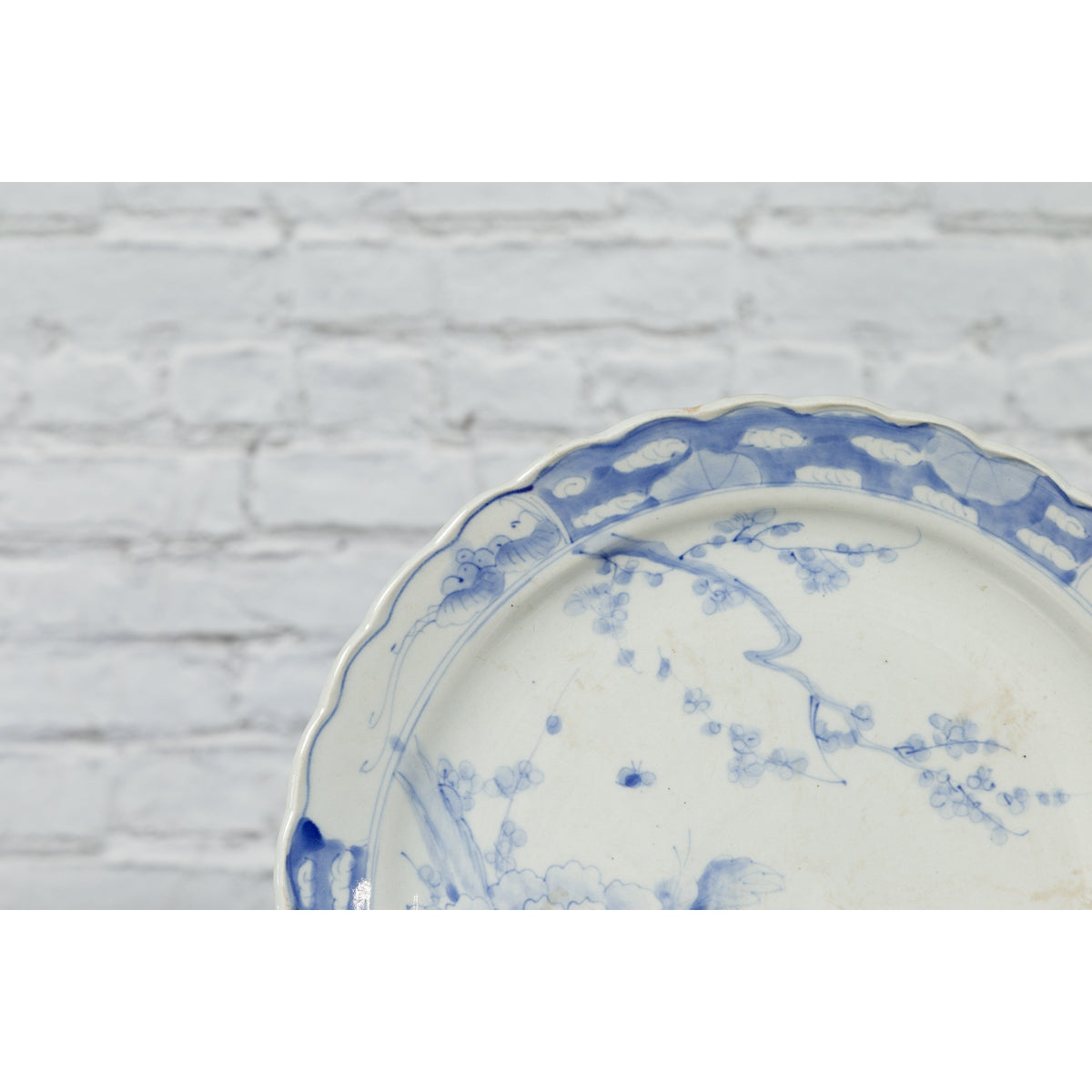 19th Century Japanese Porcelain Plate with Hand-Painted Blue and White Décor-8. Asian & Chinese Furniture, Art, Antiques, Vintage Home Décor for sale at FEA Home