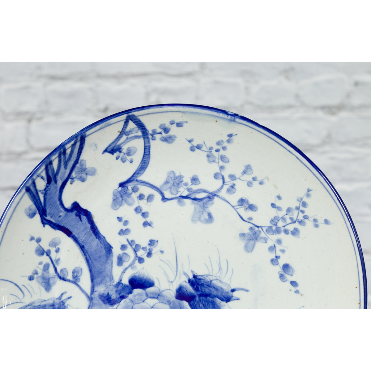 19th Century Japanese Porcelain Plate with Hand-Painted Blue and White Décor-5. Asian & Chinese Furniture, Art, Antiques, Vintage Home Décor for sale at FEA Home