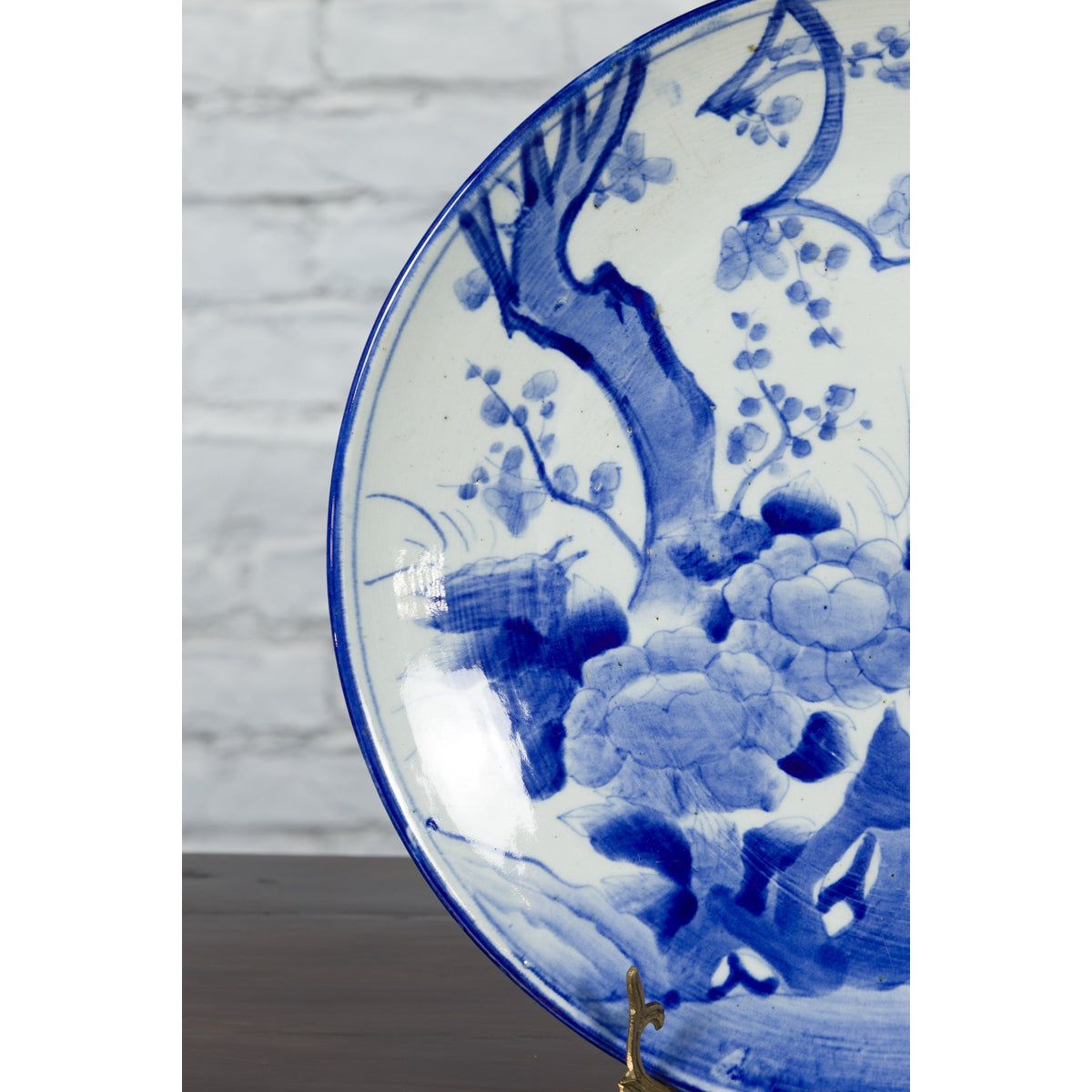 19th Century Japanese Porcelain Plate with Hand-Painted Blue and White Décor-8. Asian & Chinese Furniture, Art, Antiques, Vintage Home Décor for sale at FEA Home