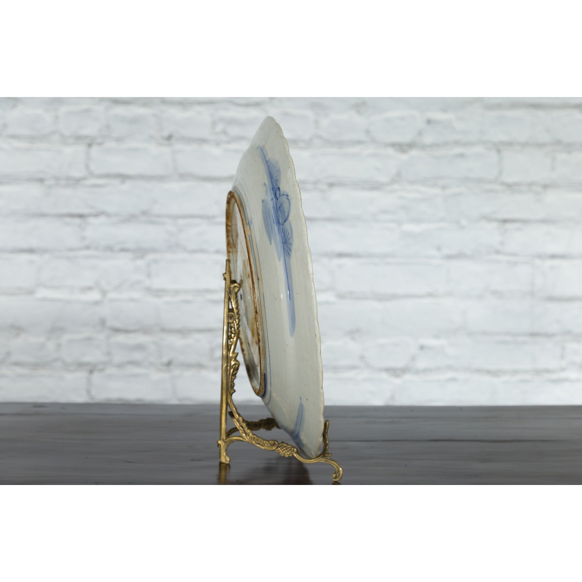 19th Century Japanese Porcelain Plate with Painted Blue and White Tree Décor-14. Asian & Chinese Furniture, Art, Antiques, Vintage Home Décor for sale at FEA Home