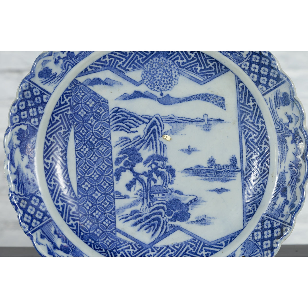 Japanese 19th Century Blue and White Porcelain Plate with Landscapes and Flowers-5. Asian & Chinese Furniture, Art, Antiques, Vintage Home Décor for sale at FEA Home