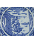 Japanese 19th Century Blue and White Porcelain Plate with Landscapes and Flowers-5. Asian & Chinese Furniture, Art, Antiques, Vintage Home Décor for sale at FEA Home