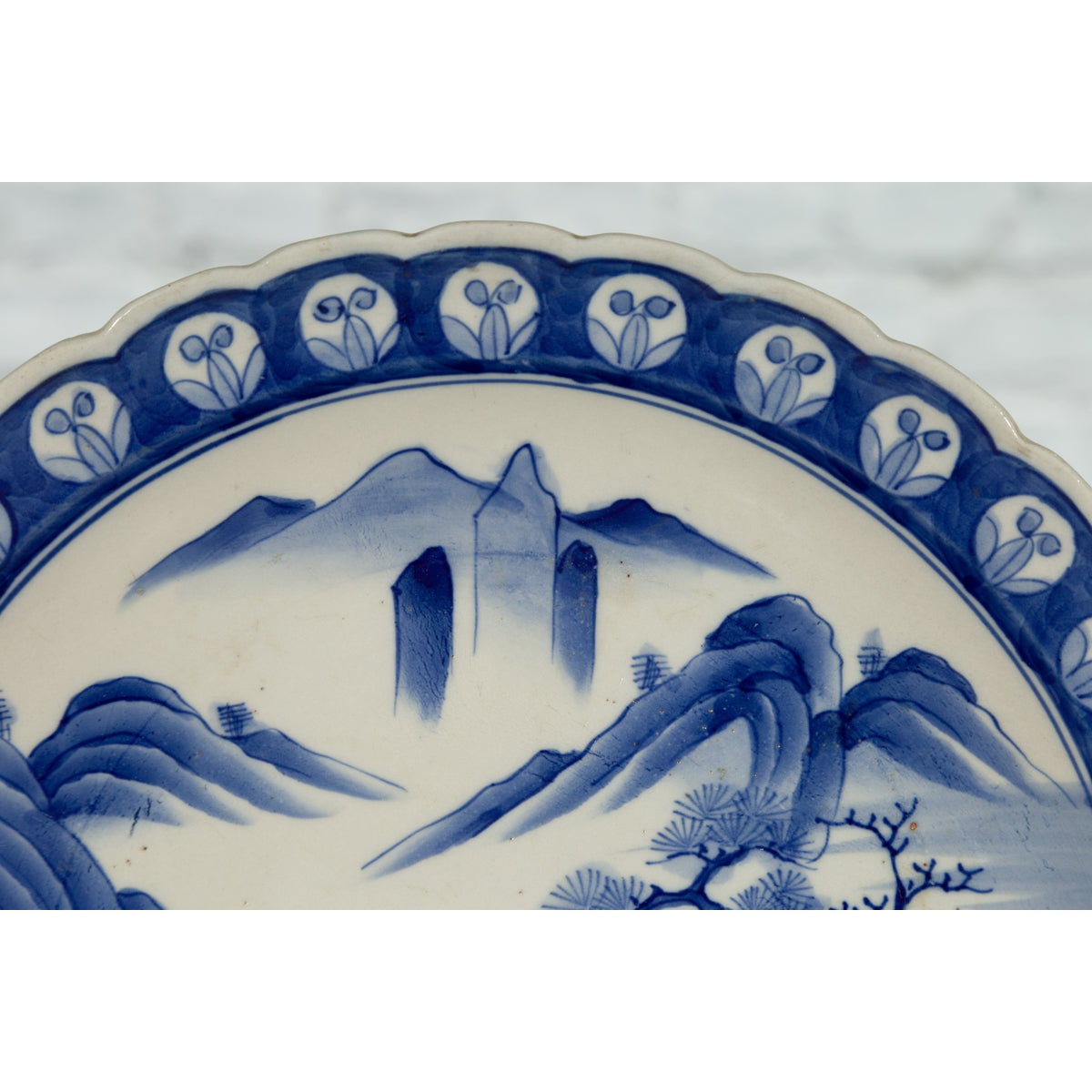 Japanese 19th Century Blue and White Porcelain Plate with Mountainous Landscape-11. Asian & Chinese Furniture, Art, Antiques, Vintage Home Décor for sale at FEA Home