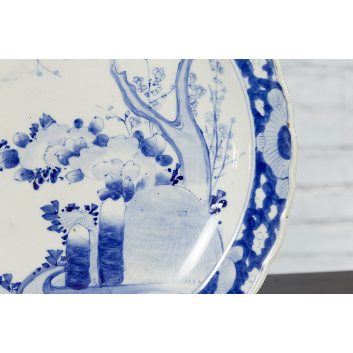 19th Century Japanese Porcelain Plate with Hand-Painted Blue and White Décor-16. Asian & Chinese Furniture, Art, Antiques, Vintage Home Décor for sale at FEA Home