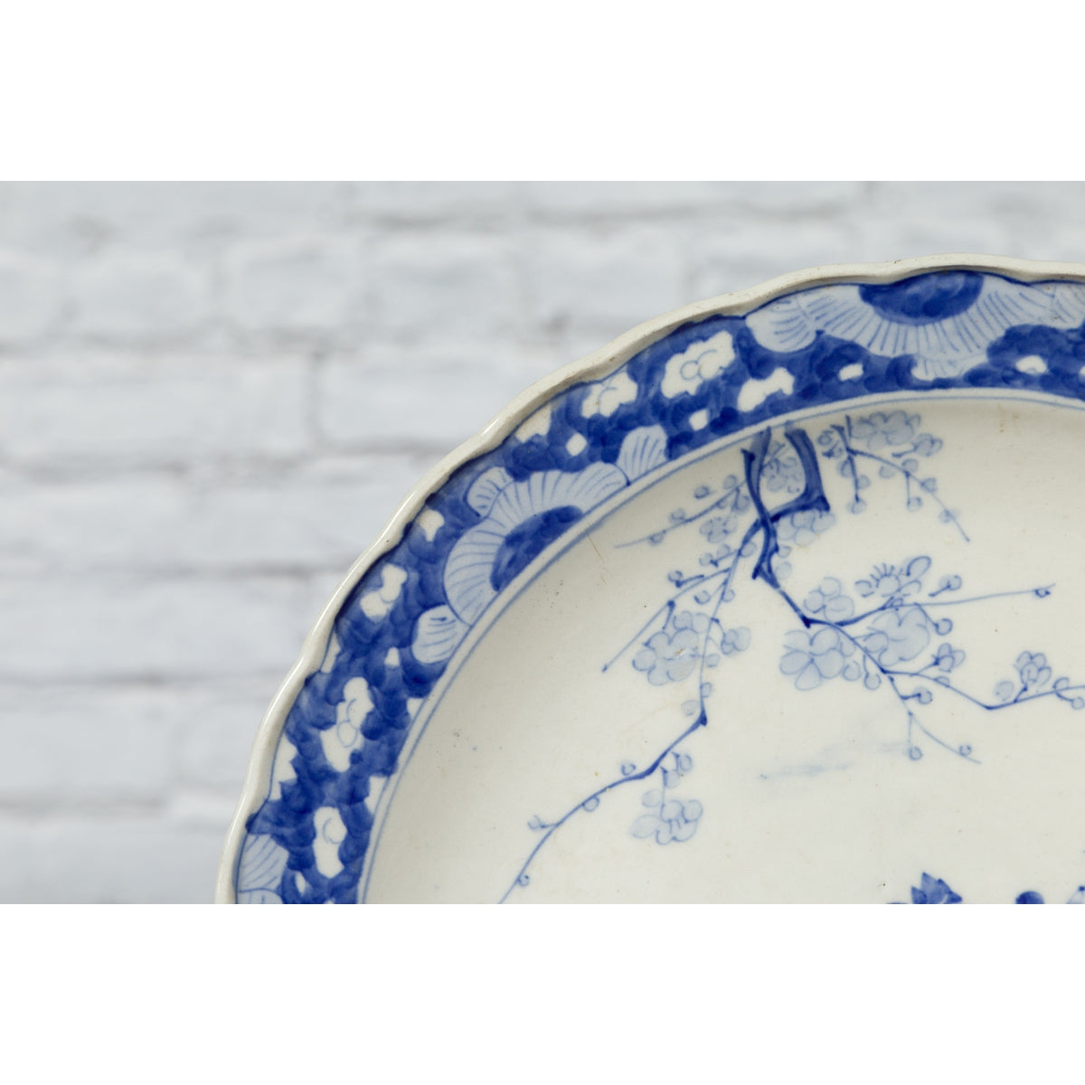 19th Century Japanese Porcelain Plate with Hand-Painted Blue and White Décor-5. Asian & Chinese Furniture, Art, Antiques, Vintage Home Décor for sale at FEA Home