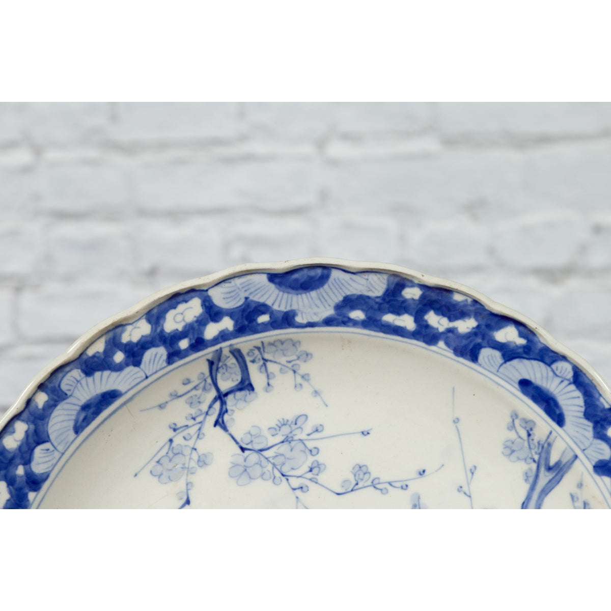 19th Century Japanese Porcelain Plate with Hand-Painted Blue and White Décor-6. Asian & Chinese Furniture, Art, Antiques, Vintage Home Décor for sale at FEA Home