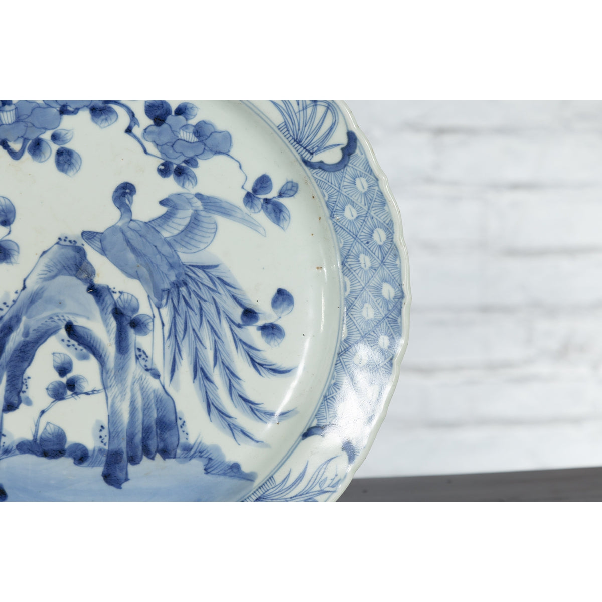 19th Century Japanese Porcelain Plate with Painted Blue and White Bird Décor-7. Asian & Chinese Furniture, Art, Antiques, Vintage Home Décor for sale at FEA Home