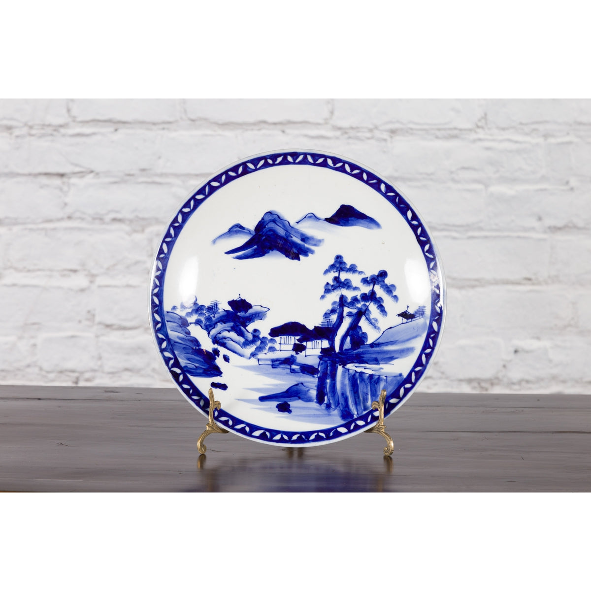 19th Century Japanese Porcelain Plate with Hand-Painted Blue and White Décor-4. Asian & Chinese Furniture, Art, Antiques, Vintage Home Décor for sale at FEA Home
