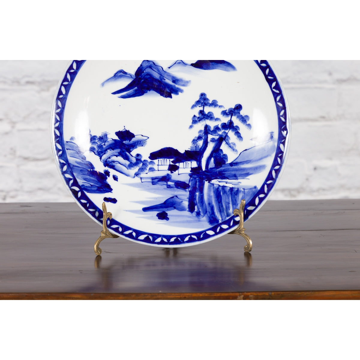 19th Century Japanese Porcelain Plate with Hand-Painted Blue and White Décor-7. Asian & Chinese Furniture, Art, Antiques, Vintage Home Décor for sale at FEA Home