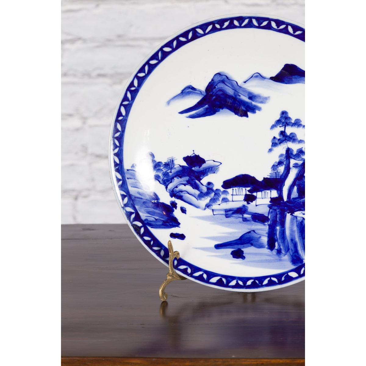 19th Century Japanese Porcelain Plate with Hand-Painted Blue and White Décor-9. Asian & Chinese Furniture, Art, Antiques, Vintage Home Décor for sale at FEA Home