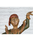19th Century Balinese Hand-Carved and Painted Wooden Sculpture of a Young Dancer-12. Asian & Chinese Furniture, Art, Antiques, Vintage Home Décor for sale at FEA Home