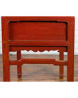 Chinese Red Lacquer Early 20th Century Two Drawer Desk with Brass Hardware-17. Asian & Chinese Furniture, Art, Antiques, Vintage Home Décor for sale at FEA Home