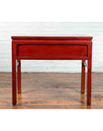 Chinese Red Lacquer Early 20th Century Two Drawer Desk with Brass Hardware-18. Asian & Chinese Furniture, Art, Antiques, Vintage Home Décor for sale at FEA Home
