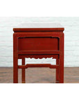 Chinese Red Lacquer Early 20th Century Two Drawer Desk with Brass Hardware-20. Asian & Chinese Furniture, Art, Antiques, Vintage Home Décor for sale at FEA Home