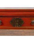 Chinese Red Lacquer Early 20th Century Two Drawer Desk with Brass Hardware-7. Asian & Chinese Furniture, Art, Antiques, Vintage Home Décor for sale at FEA Home