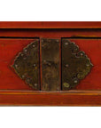 Chinese Red Lacquer Early 20th Century Two Drawer Desk with Brass Hardware-10. Asian & Chinese Furniture, Art, Antiques, Vintage Home Décor for sale at FEA Home