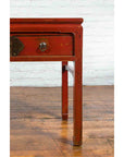 Chinese Red Lacquer Early 20th Century Two Drawer Desk with Brass Hardware-12. Asian & Chinese Furniture, Art, Antiques, Vintage Home Décor for sale at FEA Home