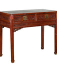 Chinese Qing Dynasty Period 19th Century Reddish Brown Table with Two Drawers-1. Asian & Chinese Furniture, Art, Antiques, Vintage Home Décor for sale at FEA Home