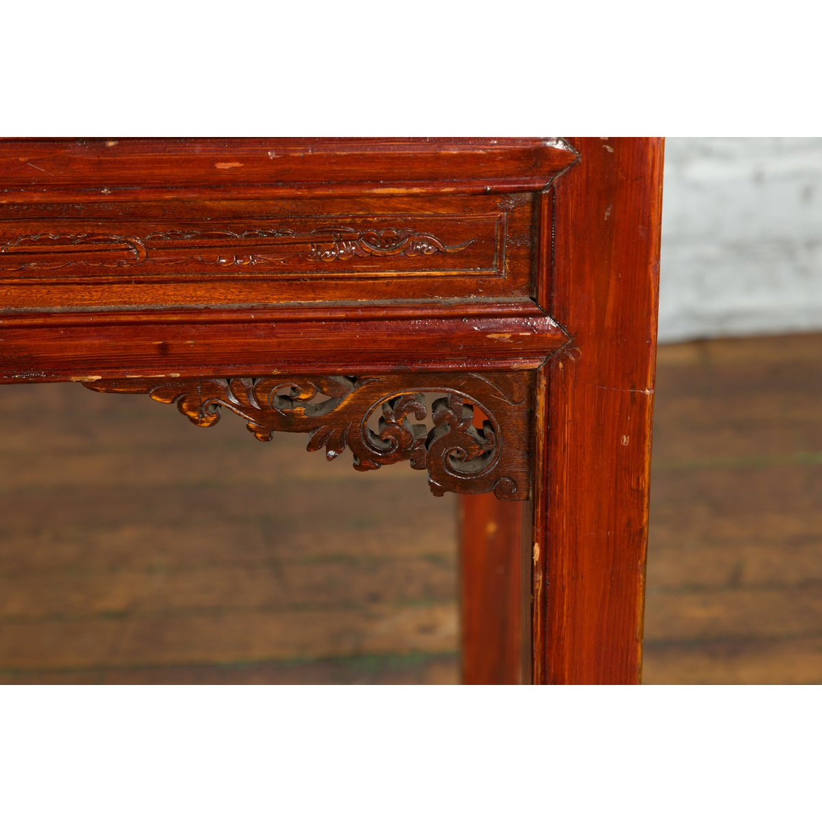 Chinese Qing Dynasty Period 19th Century Reddish Brown Table with Two Drawers-10. Asian & Chinese Furniture, Art, Antiques, Vintage Home Décor for sale at FEA Home