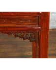 Chinese Qing Dynasty Period 19th Century Reddish Brown Table with Two Drawers-10. Asian & Chinese Furniture, Art, Antiques, Vintage Home Décor for sale at FEA Home