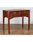 Chinese Qing Dynasty Period 19th Century Reddish Brown Table with Two Drawers-13. Asian & Chinese Furniture, Art, Antiques, Vintage Home Décor for sale at FEA Home