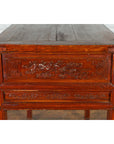 Chinese Qing Dynasty Period 19th Century Reddish Brown Table with Two Drawers-15. Asian & Chinese Furniture, Art, Antiques, Vintage Home Décor for sale at FEA Home