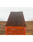 Chinese Qing Dynasty Period 19th Century Reddish Brown Table with Two Drawers-16. Asian & Chinese Furniture, Art, Antiques, Vintage Home Décor for sale at FEA Home