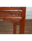 Chinese Qing Dynasty Period 19th Century Reddish Brown Table with Two Drawers-21. Asian & Chinese Furniture, Art, Antiques, Vintage Home Décor for sale at FEA Home