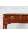 Chinese Qing Dynasty Period 19th Century Reddish Brown Table with Two Drawers-5. Asian & Chinese Furniture, Art, Antiques, Vintage Home Décor for sale at FEA Home