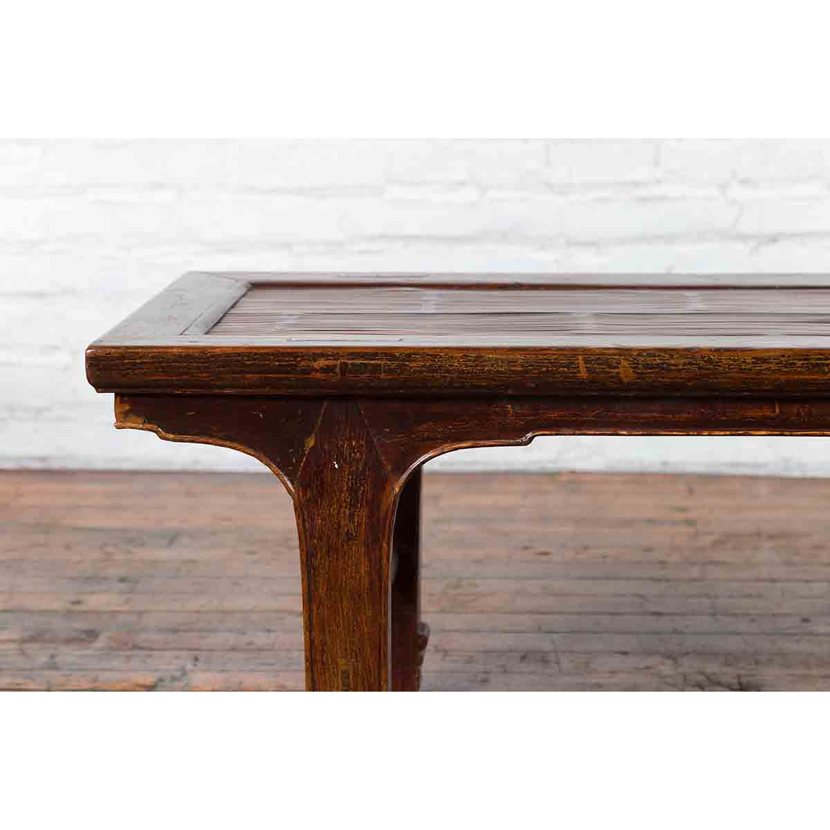 Chinese Early 20th Century Low Table with Bamboo Opium Mat Top-6. Asian & Chinese Furniture, Art, Antiques, Vintage Home Décor for sale at FEA Home