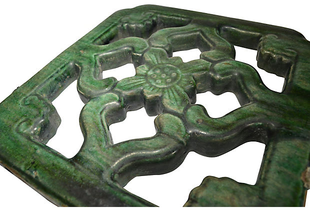 Antique Green Glaze Garden Temple Tile-2. Asian & Chinese Furniture, Art, Antiques, Vintage Home Décor for sale at FEA Home