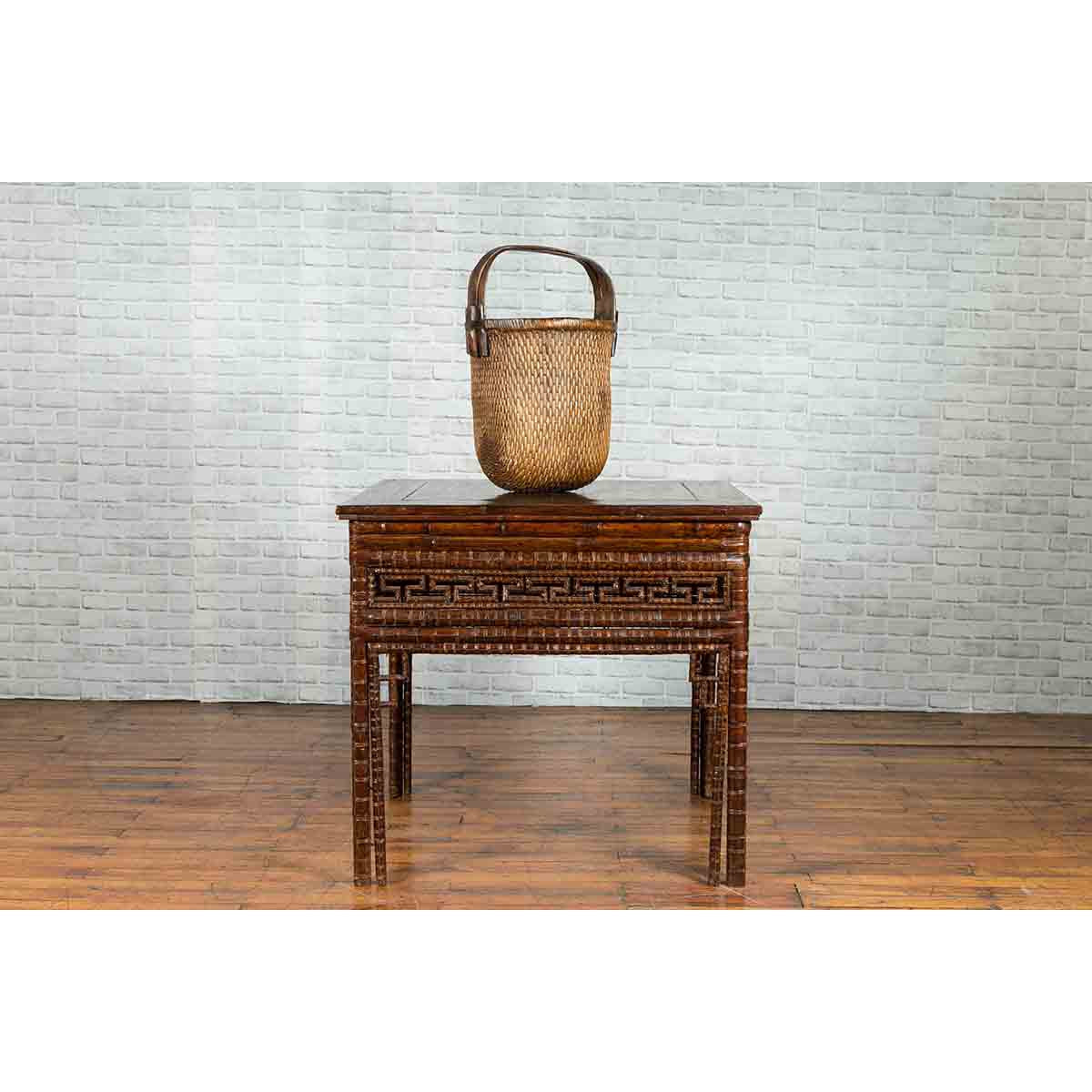 Chinese Qing Dynasty Period 19th Century Bamboo Hall Table with Fretwork Motifs-4. Asian & Chinese Furniture, Art, Antiques, Vintage Home Décor for sale at FEA Home