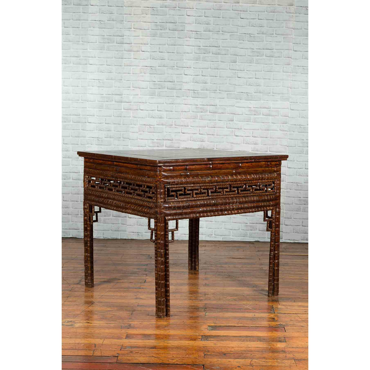 Chinese Qing Dynasty Period 19th Century Bamboo Hall Table with Fretwork Motifs-3. Asian & Chinese Furniture, Art, Antiques, Vintage Home Décor for sale at FEA Home