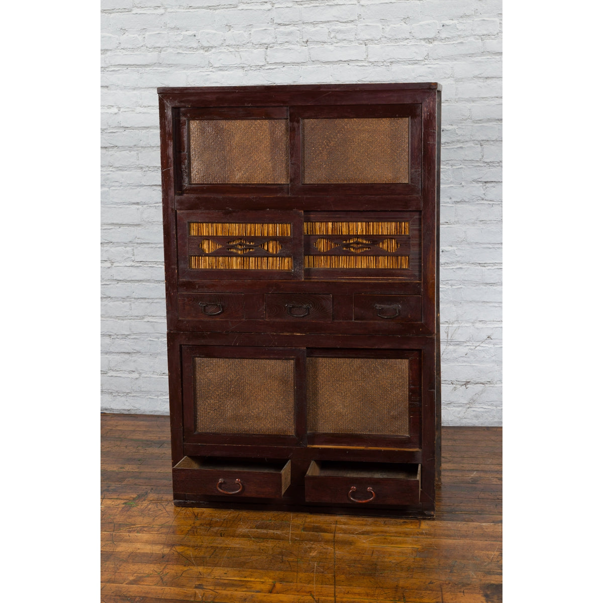 Japanese Early 20th Century Tansu Cabinet with Sliding Doors and Drawers-5. Asian & Chinese Furniture, Art, Antiques, Vintage Home Décor for sale at FEA Home