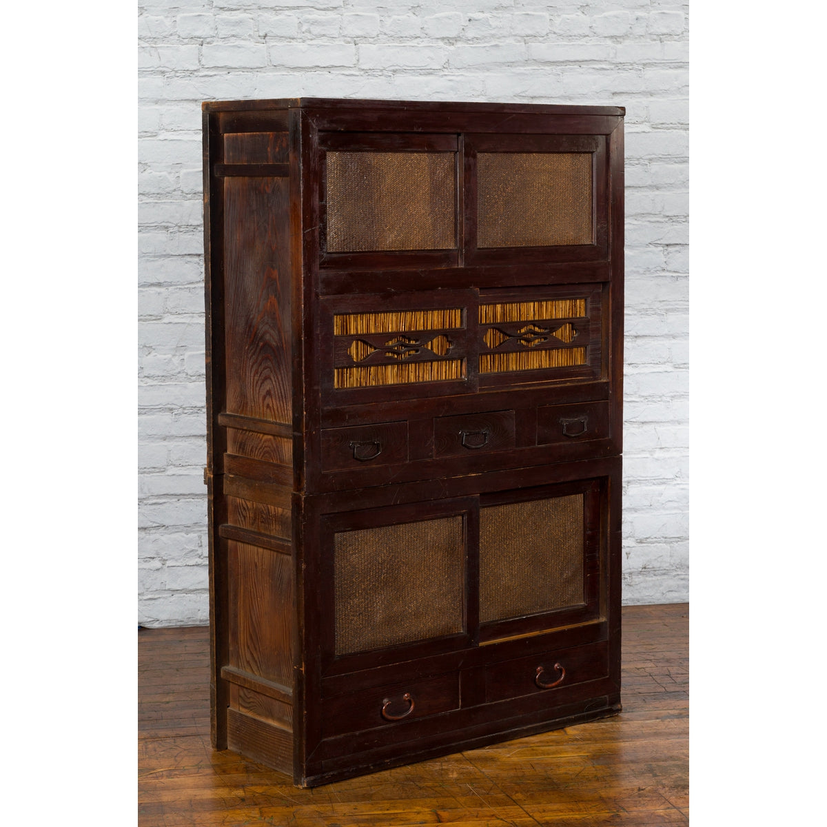 Japanese Early 20th Century Tansu Cabinet with Sliding Doors and Drawers-4. Asian & Chinese Furniture, Art, Antiques, Vintage Home Décor for sale at FEA Home