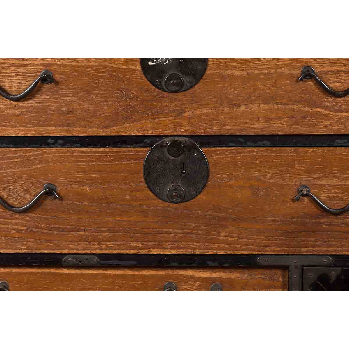 Japanese 19th Century Meiji Period Brown and Black Tansu Clothing Chest-11. Asian & Chinese Furniture, Art, Antiques, Vintage Home Décor for sale at FEA Home