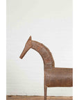 Vintage Indian Archaic Style Cast Iron Horse Sculpture with Rusty Patina-5. Asian & Chinese Furniture, Art, Antiques, Vintage Home Décor for sale at FEA Home