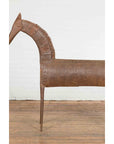 Vintage Indian Archaic Style Cast Iron Horse Sculpture with Rusty Patina-6. Asian & Chinese Furniture, Art, Antiques, Vintage Home Décor for sale at FEA Home