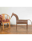 Vintage Indian Archaic Style Cast Iron Horse Sculpture with Rusty Patina-3. Asian & Chinese Furniture, Art, Antiques, Vintage Home Décor for sale at FEA Home