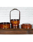 Chinese Early 20th Century Three-Tiered Red Lacquer Lunch Basket with Gilt Décor-18. Asian & Chinese Furniture, Art, Antiques, Vintage Home Décor for sale at FEA Home