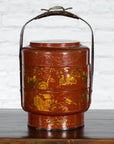 Chinese Early 20th Century Three-Tiered Red Lacquer Lunch Basket with Gilt Décor-4. Asian & Chinese Furniture, Art, Antiques, Vintage Home Décor for sale at FEA Home