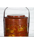 Chinese Early 20th Century Three-Tiered Red Lacquer Lunch Basket with Gilt Décor-5. Asian & Chinese Furniture, Art, Antiques, Vintage Home Décor for sale at FEA Home