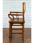 Chinese 19th Century Qing Chair with Open Arms and Hand-Carved Floral Motifs-12. Asian & Chinese Furniture, Art, Antiques, Vintage Home Décor for sale at FEA Home