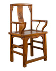Chinese 19th Century Qing Chair with Open Arms and Hand-Carved Floral Motifs-1. Asian & Chinese Furniture, Art, Antiques, Vintage Home Décor for sale at FEA Home
