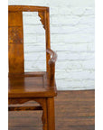 Chinese 19th Century Qing Chair with Open Arms and Hand-Carved Floral Motifs-16. Asian & Chinese Furniture, Art, Antiques, Vintage Home Décor for sale at FEA Home
