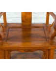 Chinese 19th Century Qing Chair with Open Arms and Hand-Carved Floral Motifs-8. Asian & Chinese Furniture, Art, Antiques, Vintage Home Décor for sale at FEA Home