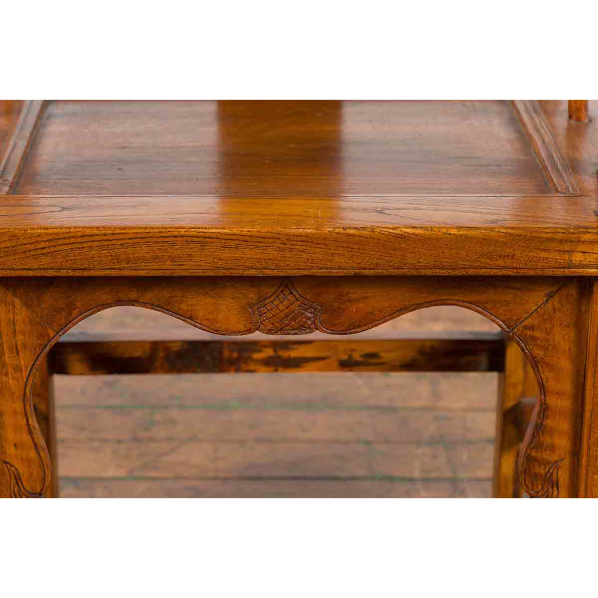 Chinese 19th Century Qing Chair with Open Arms and Hand-Carved Floral Motifs-9. Asian & Chinese Furniture, Art, Antiques, Vintage Home Décor for sale at FEA Home