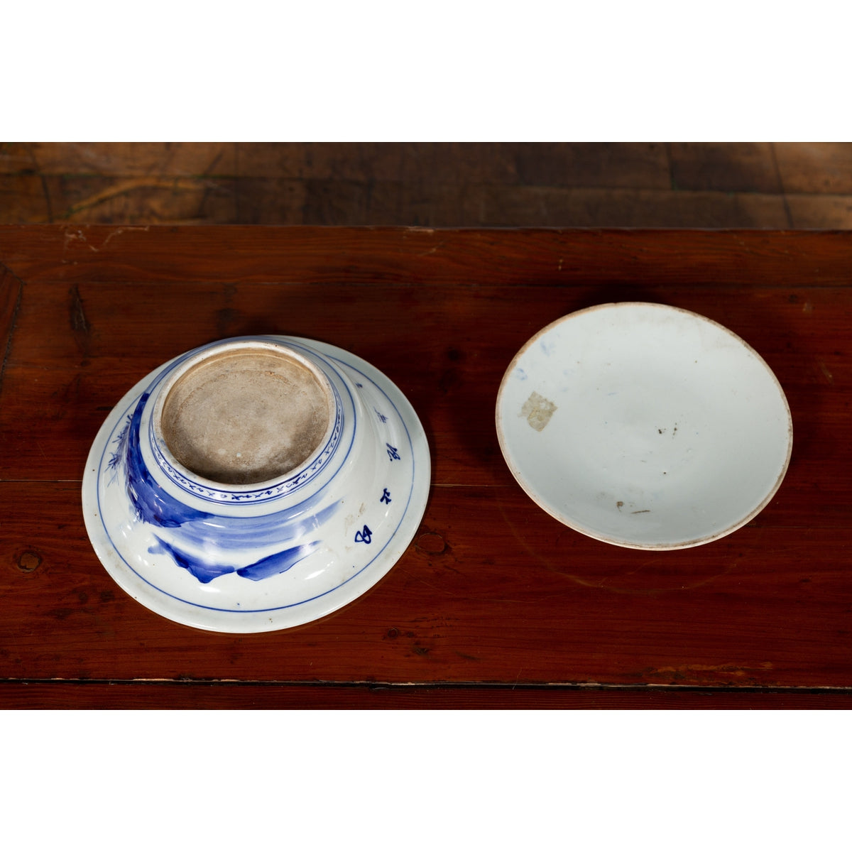 Japanese Seto Porcelain Vegetable Bowl with Hand-Painted Blue and White Décor-17. Asian & Chinese Furniture, Art, Antiques, Vintage Home Décor for sale at FEA Home