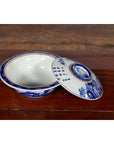 Japanese Seto Porcelain Vegetable Bowl with Hand-Painted Blue and White Décor-3. Asian & Chinese Furniture, Art, Antiques, Vintage Home Décor for sale at FEA Home