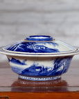 Japanese Seto Porcelain Vegetable Bowl with Hand-Painted Blue and White Décor-9. Asian & Chinese Furniture, Art, Antiques, Vintage Home Décor for sale at FEA Home